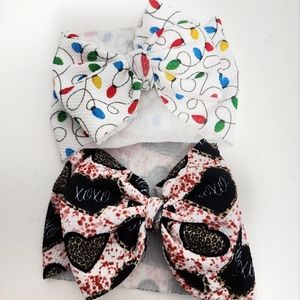 Valentine Heart  Holiday Bows Infant Girl Stretchy Headwrap Headb…